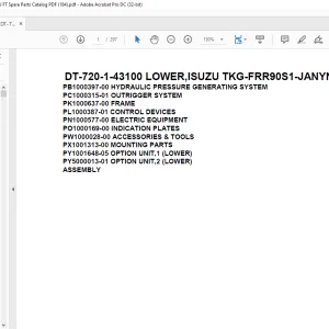 Tadano Crane DT-720-1-43100 LOWER,ISUZU TKG-FRR90S1-JANYN-M Spare Parts Catalog Manual - PDF DOWNLOAD