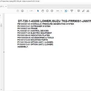 Tadano Crane DT-720-1-43200 LOWER,ISUZU TKG-FRR90S1-JANYN-M Spare Parts Catalog Manual - PDF DOWNLOAD