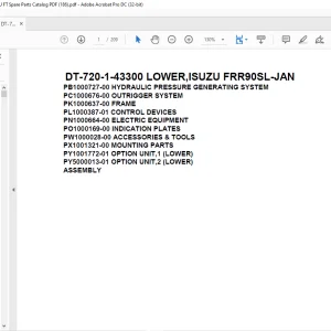 Tadano Crane DT-720-1-43300 LOWER,ISUZU FRR90SL-JAN Spare parts catalog manual - PDF DOWNLOAD