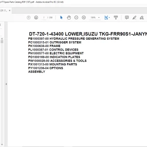Tadano Crane DT-720-1-43400 LOWER,ISUZU TKG-FRR90S1-JANYN-M Spare Parts Catalog Manual - PDF DOWNLOAD