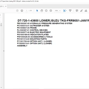 Tadano Crane DT-720-1-43600 LOWER,ISUZU TKG-FRR90S1-JANYN-M Spare Parts Catalog Manual - PDF DOWNLOAD