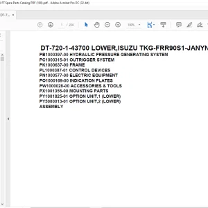 Tadano Crane DT-720-1-43700 LOWER,ISUZU TKG-FRR90S1-JANYN-M Spare Parts Catalog Manual - PDF DOWNLOAD