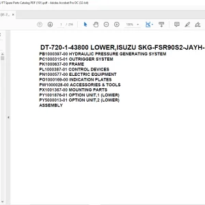 Tadano Crane DT-720-1-43800 LOWER,ISUZU SKG-FSR90S2-JAYH-M Spare Parts Catalog Manual - PDF DOWNLOAD