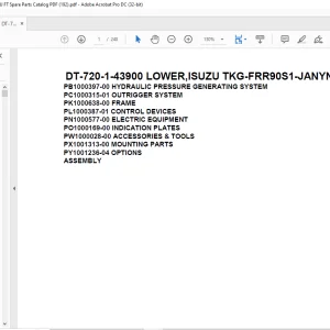 Tadano Crane DT-720-1-43900 LOWER,ISUZU TKG-FRR90S1-JANYN-M Spare Parts Catalog Manual - PDF DOWNLOAD