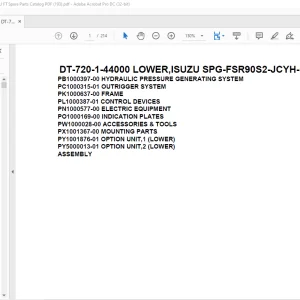 Tadano Crane DT-720-1-44000 LOWER,ISUZU SPG-FSR90S2-JCYH-M Spare Parts Catalog Manual - PDF DOWNLOAD