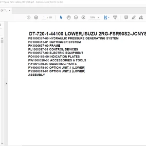 Tadano Crane DT-720-1-44100 LOWER,ISUZU 2RG-FSR90S2-JCNYS-M Spare Parts Catalog Manual - PDF DOWNLOAD