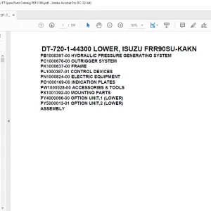 Tadano Crane DT-720-1-44300 LOWER, ISUZU FRR90SU-KAKN Spare Parts catalog Manual - PDF DOWNLOAD