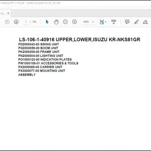 Tadano Crane LS-106-1-40916 UPPER,LOWER,ISUZU KR-NKS81GR Spare Parts Catalog Manual - PDF DOWNLOAD