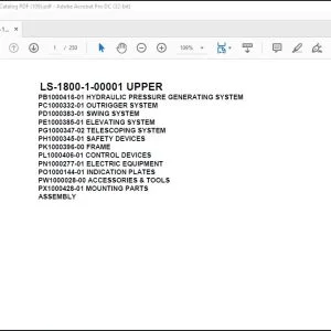 Tadano Crane LS-1800-1-00001 UPPER Spare Parts Catalog Manual - PDF DOWNLOAD