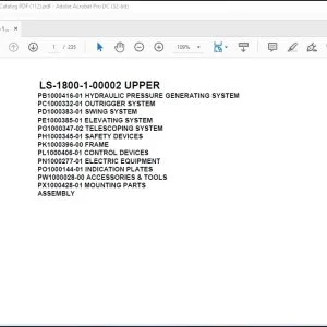 Tadano Crane LS-1800-1-00002 UPPER Spare Parts Catalog Manual - PDF DOWNLOAD