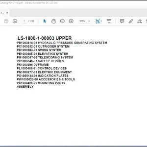 Tadano Crane LS-1800-1-00003 UPPER Spare Parts Catalog Manual - PDF DOWNLOAD