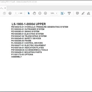 Tadano Crane LS-1800-1-00004 UPPER Spare Parts Catalog Manual - PDF DOWNLOAD
