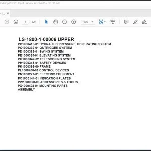 Tadano Crane LS-1800-1-00006 UPPER Spare Parts Catalog Manual  - PDF DOWNLOAD