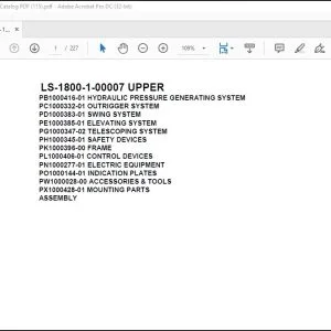 Tadano Crane LS-1800-1-00007 UPPER Spare Parts Catalog Manual - PDF DDOWNLOAD