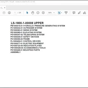Tadano Crane LS-1800-1-00008 UPPER Spare Parts Catalog Manual - PDF DOWNLOAD