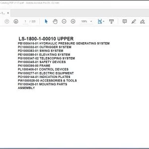 Tadano Crane LS-1800-1-00010 UPPER Spare Parts Catalog Manual - PDF DOWNLOAD