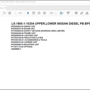 Tadano Crane LS-1800-1-10204 UPPER,LOWER NISSAN DIESEL PB-BPS81N-L5LX Spare Parts Catalog Manual  - PDF DOWNLOAD