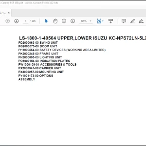Tadano Crane LS-1800-1-40504 UPPER,LOWER ISUZU KC-NPS72LN-5LXY Spare Parts Catalog Manual - PDF DOWNLOAD