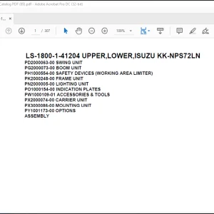 Tadano Crane LS-1800-1-41204 UPPER,LOWER,ISUZU KK-NPS72LN Spare Parts Catalog Manual  - PDF DOWNLOAD