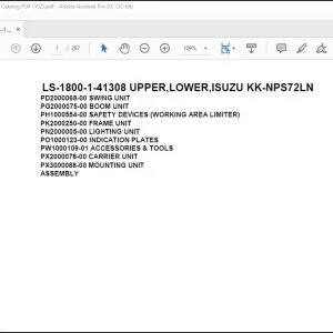 Tadano Crane LS-1800-1-41308 UPPER,LOWER,ISUZU KK-NPS72LN Spare Parts Catalog Manual -  PDF DOWNLOAD