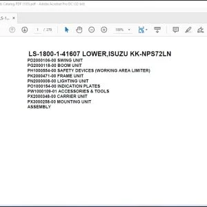 Tadano Crane LS-1800-1-41607 LOWER,ISUZU KK-NPS72LN Spare Parts Catalog Manual - PDF DOWNLOAD