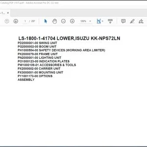 Tadano Crane LS-1800-1-41704 LOWER,ISUZU KK-NPS72LN Spare Parts Catalog Manual - PDF DOWNLOAD