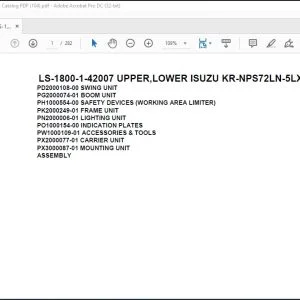 Tadano Crane LS-1800-1-42007 UPPER,LOWER ISUZU KR-NPS72LN-5LXY Spare Parts Catalog Manual - PDF DOWNLOAD