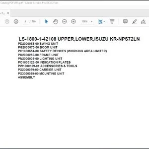 Tadano Crane LS-1800-1-42108 UPPER,LOWER,ISUZU KR-NPS72LN Spare Parts Catalog Manual - PDF DOWNLOAD