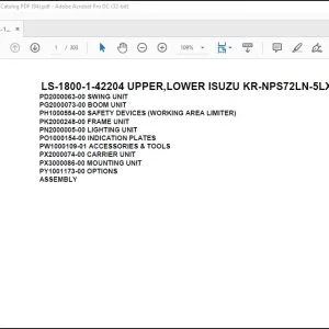 Tadano Crane LS-1800-1-42204 UPPER,LOWER ISUZU KR-NPS72LN-5LXY Spare Parts Catalog  Manual - PDF DOWNLOAD
