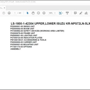 Tadano Crane LS-1800-1-42304 UPPER,LOWER ISUZU KR-NPS72LN-5LXY Spare Parts Catalog Manual - PDF DOWNLOAD