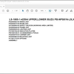 Tadano Crane LS-1800-1-42504 UPPER,LOWER ISUZU PB-NPS81N-L5LXDY Spare Parts Catalog  Manual - PDF DOWNLOAD
