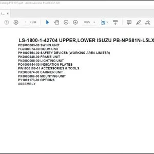 Tadano Crane LS-1800-1-42704 UPPER LOWER ISUZU PB-NPS81N-L5LXDY Spare Parts Catalog Manual - PDF DOWNLOAD
