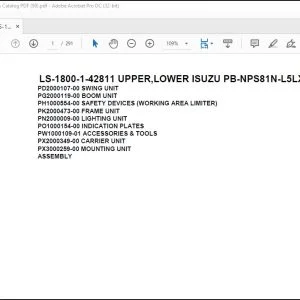 Tadano Crane LS-1800-1-42811 UPPER, LOWER ISUZU PB-NPS81N-L5LXDY Spare Parts Catalog Manual - PDF DOWNLOAD
