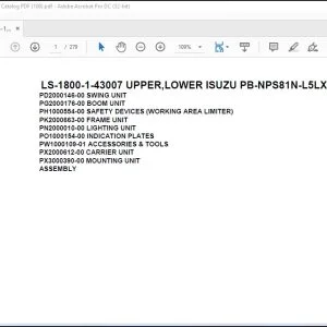 Tadano Crane LS-1800-1-43007 UPPER,LOWER ISUZU PB-NPS81N-L5LXDY Spare Parts Catalog Manual - PDF DOWNLOA