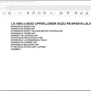 Tadano Crane LS-1800-2-40202 UPPER,LOWER ISUZU PB-NPS81N-L5LXDY Spare Parts Catalog Manual - PDF DOWNLOAD