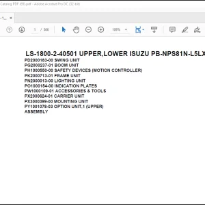 Tadano Crane LS-1800-2-40501 UPPER,LOWER ISUZU PB-NPS81N-L5LXDY Spare Parts Catalog Manual - PDF DOWNLOAD