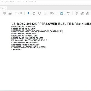 Tadano Crane LS-1800-2-40602 UPPER,LOWER ISUZU PB-NPS81N-L5LXDY Spare Parts Catalog Manual - PDF DOWNLOAD