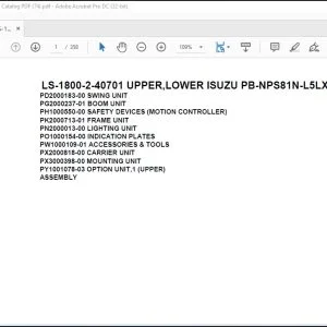 Tadano Crane LS-1800-2-40701 UPPER,LOWER ISUZU PB-NPS81N-L5LXDY Spare Parts Catalog Manual - PDF DOWNLOAD