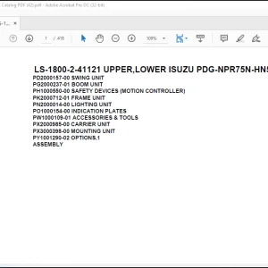 Tadano Crane LS-1800-2-41121 UPPER,LOWER ISUZU PDG-NPR75N-HN5AY Spare Parts Catalog Manual -  PDF DOWNLOAD