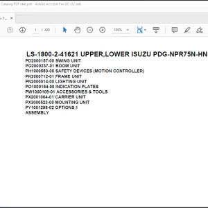 Tadano Crane LS-1800-2-41621 UPPER,LOWER ISUZU PDG-NPR75N-HN5AY Spare Parts Catalog Manual - PDF DOWNLOAD