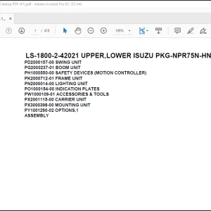 Tadano Crane LS-1800-2-42021 UPPER,LOWER ISUZU PKG-NPR75N-HN5AY-M Spare Parts Catalog Manual - PDF DOWNLOAD