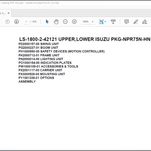 Tadano Crane LS-1800-2-42121 UPPER,LOWER ISUZU PKG-NPR75N-HN5AY-M Spare Parts Catalog Manual - PDF DOWNLOAD