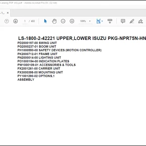 Tadano Crane LS-1800-2-42221 UPPER,LOWER ISUZU PKG-NPR75N-HN5AY Spare Parts Catalog Manual - PDF DOWNLOAD