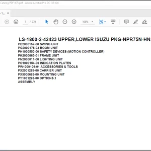 Tadano Crane LS-1800-2-42423 UPPER,LOWER ISUZU PKG-NPR75N-HN5AY Spare Parts Catalog Manual - PDF DOWNLOAD