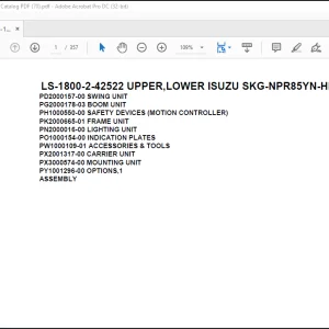 Tadano Crane LS-1800-2-42522 UPPER,LOWER ISUZU SKG-NPR85YN-HN5AY-M Spare Parts Catalog Manual - PDF DOWNLOAD