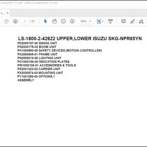 Tadano Crane LS-1800-2-42622 UPPER,LOWER ISUZU SKG-NPR85YN Spare Parts Catalog Manual - PDF DOWNLOAD