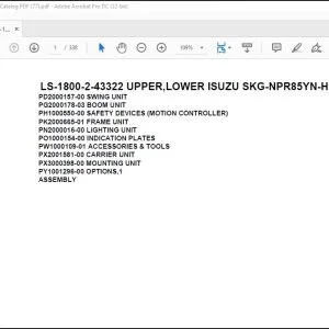 Tadano Crane LS-1800-2-43322 UPPER,LOWER ISUZU SKG-NPR85YN-HN5AY-D Spare Parts Catalog Manual - PDF DOWNLOAD