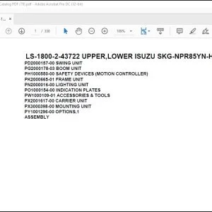 Tadano Crane LS-1800-2-43722 UPPER,LOWER ISUZU SKG-NPR85YN-HN5AY-D Spare Parts Catalog Manual - PDF DOWNLOAD