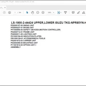 Tadano Crane LS-1800-2-44424 UPPER,LOWER ISUZU TKG-NPR85YN-HN5AY-D Spare Parts Catalog Manual - PDF DOWNLOAD