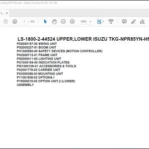 Tadano Crane LS-1800-2-44524 UPPER,LOWER ISUZU TKG-NPR85YN-HN5AY-D Spare Parts Catalog Manual - PDF DOWNLOAD